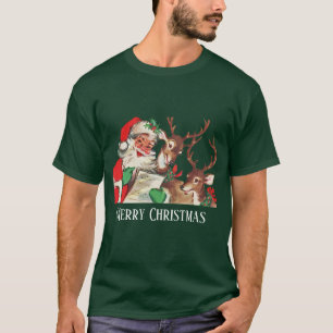 vintage Christmas Santa reindeer T-Shirt