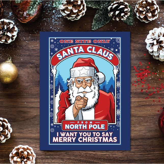 Vintage Christmas Santa Says Merry Christmas Holiday Card (Creator Uploaded)