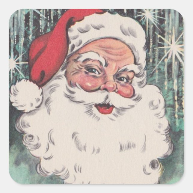 Vintage Christmas Santa Square Sticker (Front)