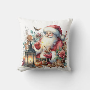 vintage christmas santa  throw pillow