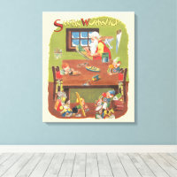 Vintage Christmas Santa with Elves in the Workshop