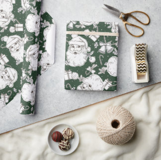 Vintage Christmas Santa Wrapping Paper