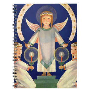 Vintage Christmas, Scandinavian Santa Lucia Angels Notebook