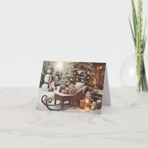 Vintage Christmas Scene Holiday Card