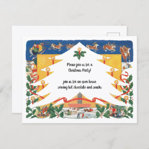 Vintage Christmas Scene with Santa Claus Postcard