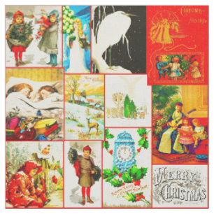 Vintage Christmas Scenes 9" Sewing Quilt Block Fabric