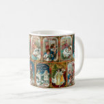 Vintage Christmas Scenes in Ornate Gold Borders Coffee Mug<br><div class="desc">Festive and colourful vintage repeating holiday pattern featuring restored Victorian greeting card illustrations depicting scenes of Father Christmas and children,  each framed in ornate,  Gothic stained glass style ornamental gold borders.</div>