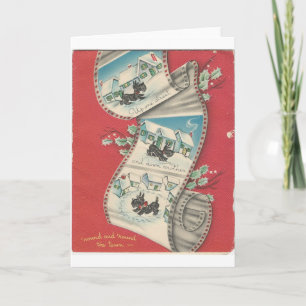 Vintage Christmas Scottie Dog Holiday Card