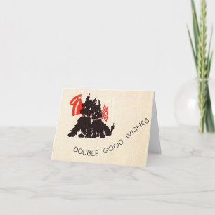 Vintage Christmas Scottie Dogs Card