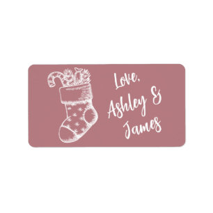 Vintage Christmas Script Dusty Rose Gift Label