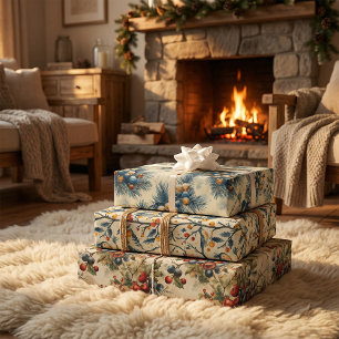 Vintage Christmas Seamless Pattern Wrapping Paper Sheet