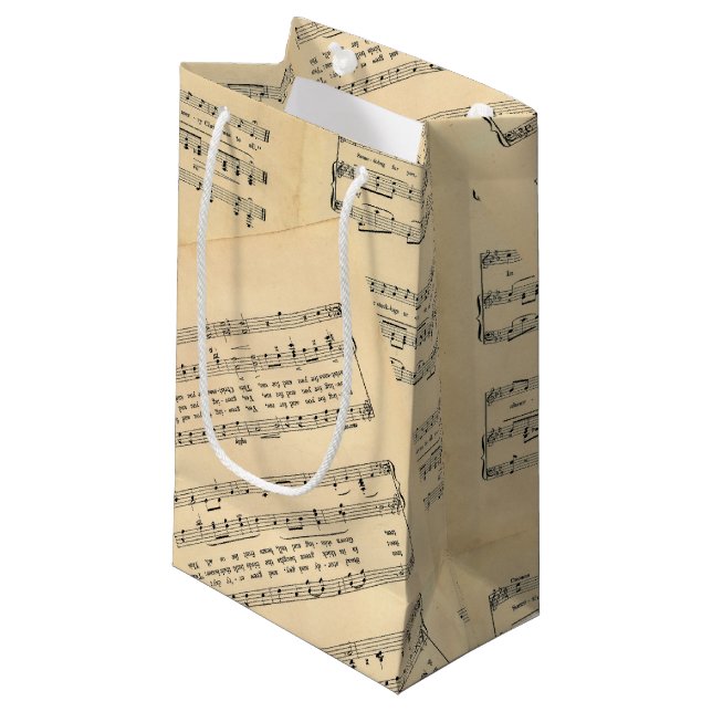 Vintage Christmas Sheet Music Gift Bag (Front Angled)
