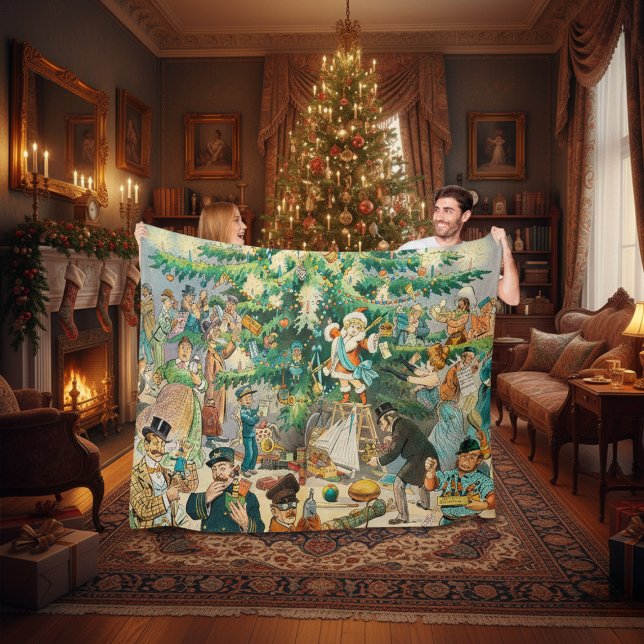 Vintage Christmas Sherpa Blanket (Creator Uploaded)