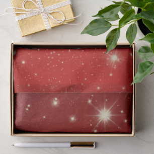 Vintage Christmas, Shining Stars in Red Galaxy Tissue Paper