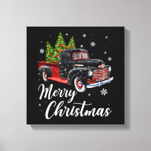 Vintage Christmas Shirt Tree on Car red Truck Canvas Print