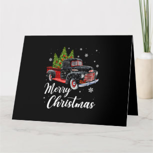 Vintage Christmas Shirt Tree on Car red Truck Card