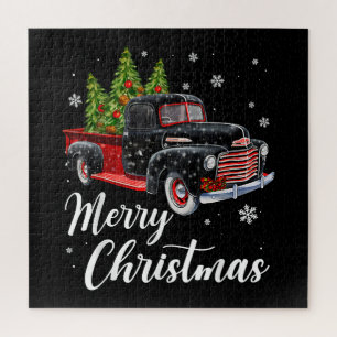 Vintage Christmas Shirt Tree on Car red Truck Jigsaw Puzzle