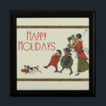 Vintage Christmas Shopping Family Fun Gift Box<br><div class="desc">Vintage Christmas Shopping - This vintage Christmas card shows a family coming home with lots of Christmas gifts! Christmas is certainly looking wonderful this year! Mommy has been Christmas shopping and is carrying a big stack of Christmas gifts. A little Christmas girl has a Christmas wreath, and the younger child...</div>