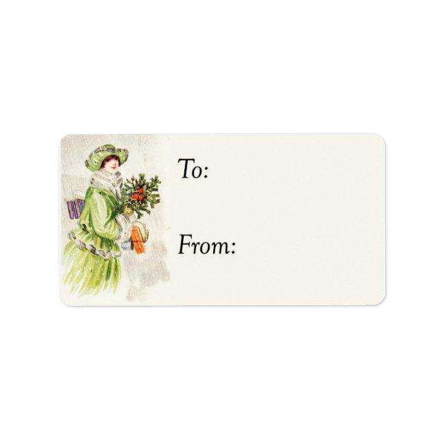 Vintage Christmas Shopping Gift Tag (Front)