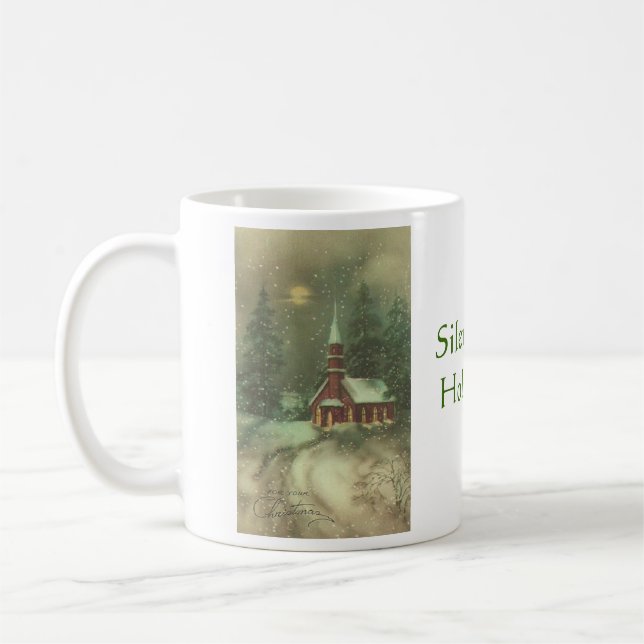 Vintage Christmas - Silent Night Holy Night, Coffee Mug (Left)