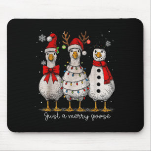 Vintage Christmas Silly Goose Santa Reindeer Men W Mouse Pad