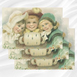 Vintage Christmas Sisters, Victorian Children Wrapping Paper Sheet<br><div class="desc">Vintage illustration Victorian Merry Christmas holiday image featuring three smiling,  happy girls. These best friends forever or siblings are wearing winter clothes with hats and muffs. Long lasting friendship.</div>