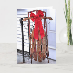 Vintage Christmas Sled Holiday Card