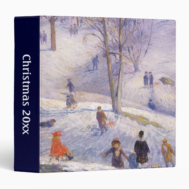 Vintage Christmas, Sledding, Central Park Glackens Binder (Front/Spine)