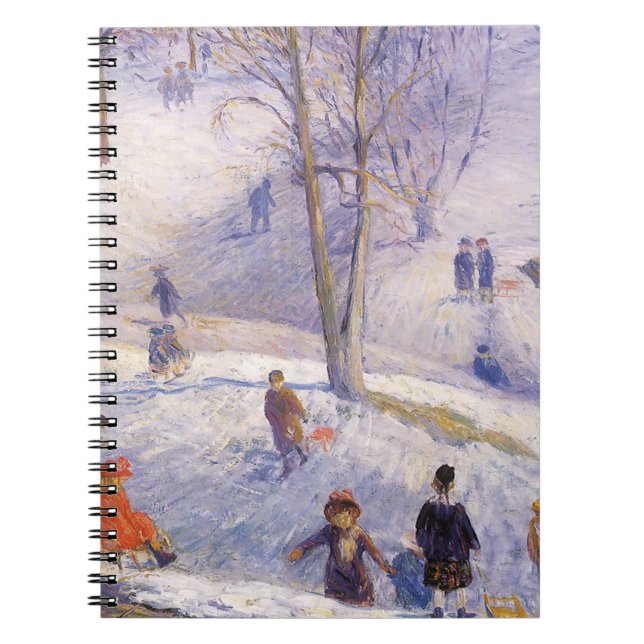 Vintage Christmas, Sledding, Central Park Glackens Notebook (Front)