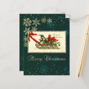 Vintage Christmas Sleigh,Mistletoe Snowflakes