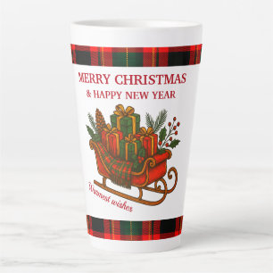 Vintage Christmas Sleigh with Gifts and Plaid  Latte Mug