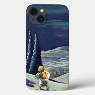 Vintage Christmas, Snow Angel Walking with a Star iPhone 13 Case