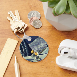 Vintage Christmas, Snow Angel Walking with a Star Keychain