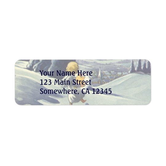 Vintage Christmas, Snow Angel Walking with a Star Return Address Label