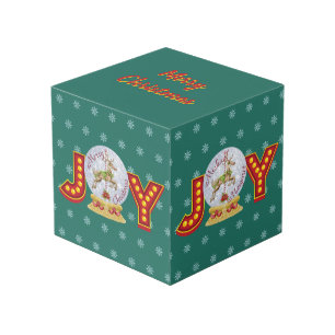 Vintage Christmas snow globe reindeer snowflakes  Cube