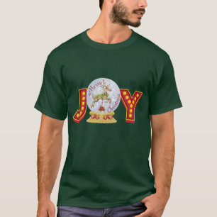 Vintage Christmas snow globe reindeer snowflakes T-Shirt