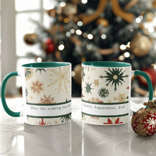 Vintage Christmas Snowflakes Personalized Holiday Mug