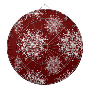 Vintage Christmas Snowflakes Red Blizzard Pattern Dartboard
