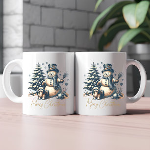 Vintage Christmas Snowman and Dog Coffee Mug