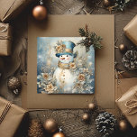 Vintage Christmas Snowman Blue and Gold Holiday Card<br><div class="desc">Spread holiday cheer with our delightful flat holiday card featuring a vintage Christmas snowman in elegant blue and gold! This charming design is perfect for adding a touch of classic whimsy to your festive greetings. With its beautiful colour palette and playful snowman illustration, this card captures the joy of the...</div>
