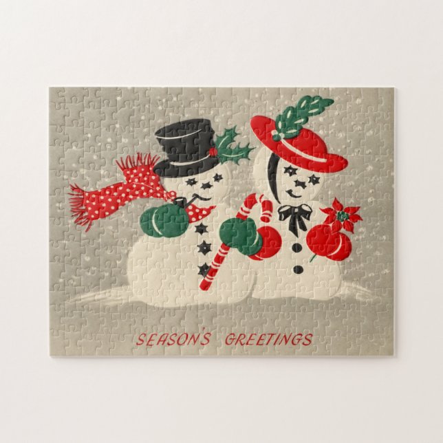 Vintage Christmas Snowman Christmas Puzzle (Horizontal)
