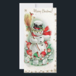 Vintage Christmas Snowman Dances With Angels Holiday Card<br><div class="desc">Cute Retro Vintage Christmas Snowman Dances With Angels In The Snow Holiday Card.</div>