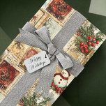 Vintage Christmas Snowman Ephemera Collage Wrapping Paper<br><div class="desc">Wrap up happiness one gift at a time with this beautiful vintage christmas snowman ephemera collage pattern wrapping paper design perfect for this holiday season! Be Sure to visit the Wrap Happy store for more unique and lovely gift wrapping ideas.</div>