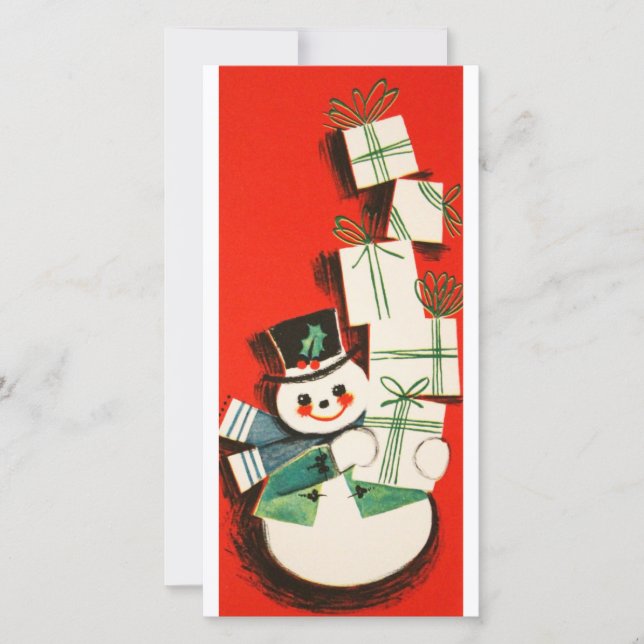 Vintage Christmas Snowman  Holiday Card (Front)