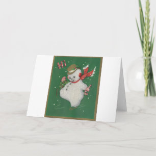 Vintage Christmas Snowman Holiday Card