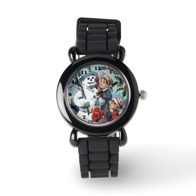 vintage Christmas snowman Holiday Watch (Front)