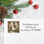 Vintage Christmas Snowman Return Address<br><div class="desc">A vintage design of snowman decorates this warm and cozy Christmas return address stickers. Perfect for holiday mail.</div>