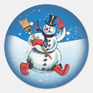 Vintage Christmas Snowman Sticker