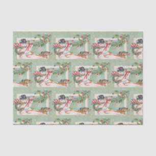 Vintage Christmas snowman tiled party tissue Tissue Paper