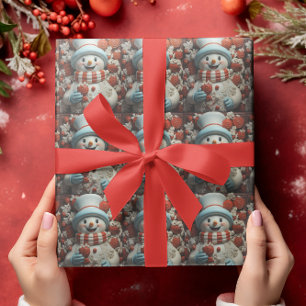 Vintage Christmas Snowman Wrapping Paper